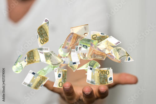 bill euro banknote in hand ...