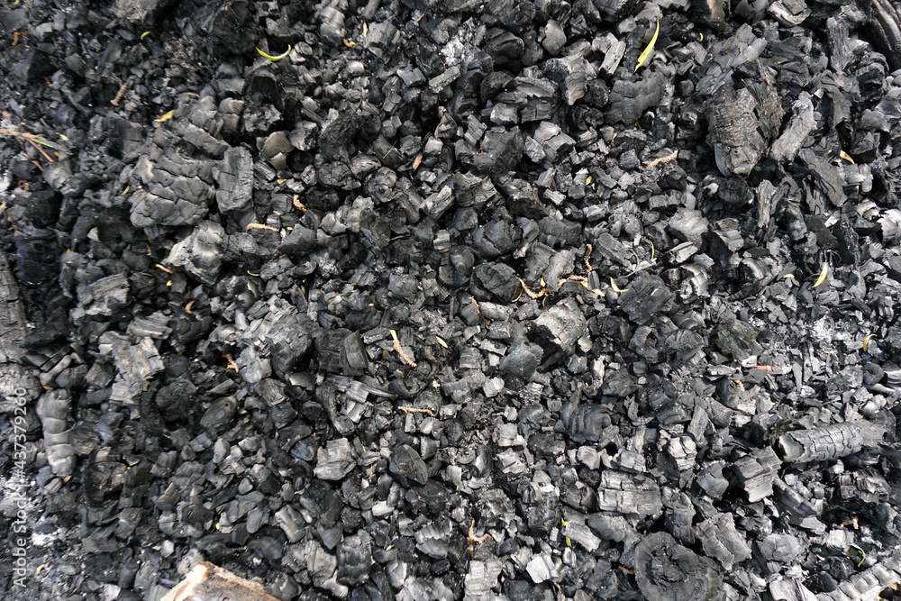 Black ash background texture, grey cinder Black ash background texture, grey cinder
