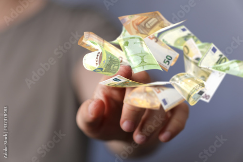 bill euro banknote in hand ...