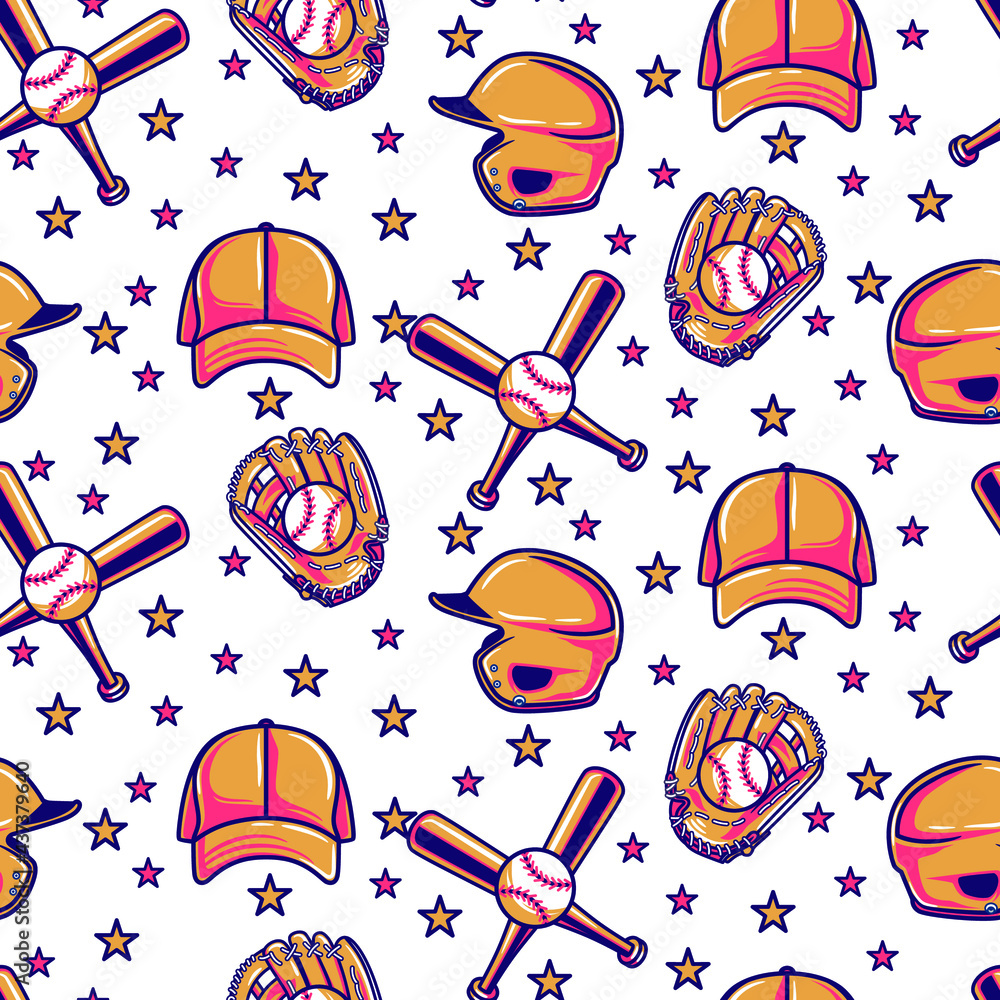 Φωτογραφία Seamless pattern with baseball softball ball graphics