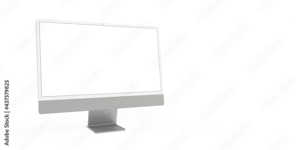 Computer display with blank white screen 3d grey Computer display with blank white screen 3d grey