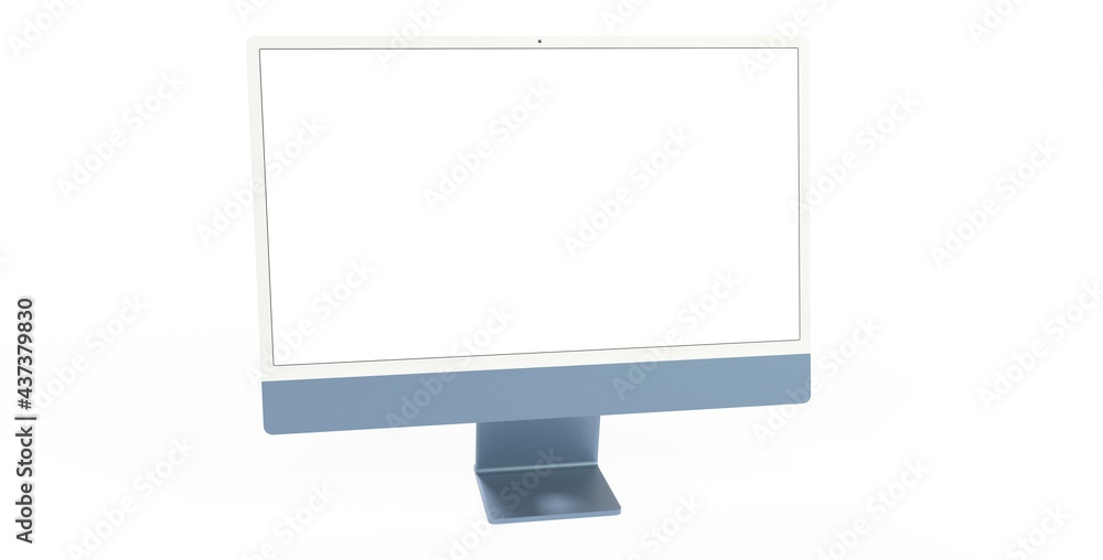 Workspace blank screen desktop computer, Mockup computer blue Workspace blank screen desktop computer, Mockup computer blue