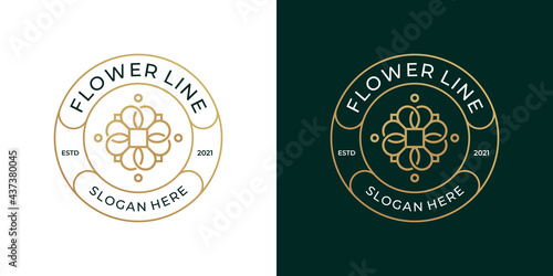 Floral ornament logo template. Abstract icon flower with retro, vintage and luxury logo design.