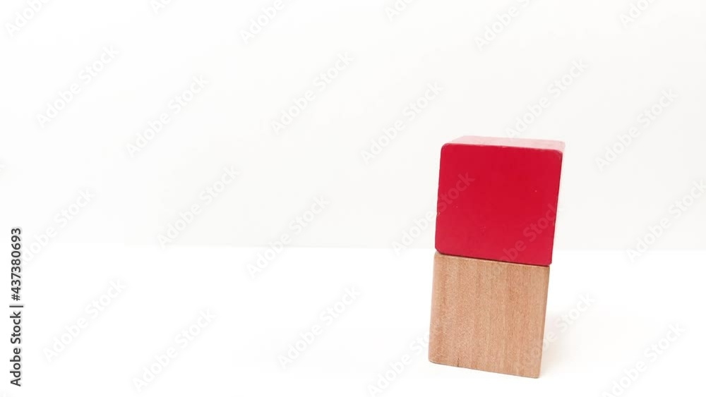 red home on white background, wooden cubes red home on white background, wooden cubes