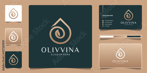 Beauty olive oil or droplets logo design. Luxury elegant logo for modern branding.