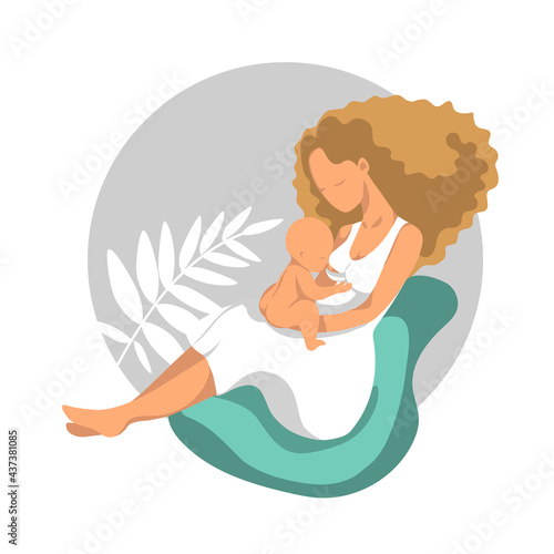 Woman breastfeeding her newborn baby in clutch position.