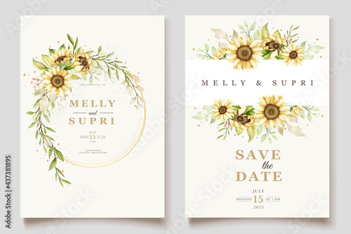 Watercolor Sunflower Invitation Card