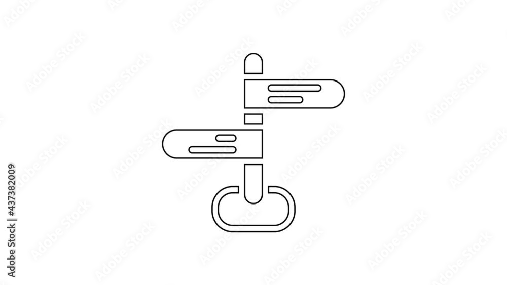 Black line Road traffic sign. Signpost icon isolated on white background. Pointer symbol. Isolated street information sign. Direction sign. 4K Video motion graphic animation Black line Road traffic sign. Signpost icon isolated on white background. Pointer symbol. Isolated street information sign. Direction sign. 4K Video motion graphic animation