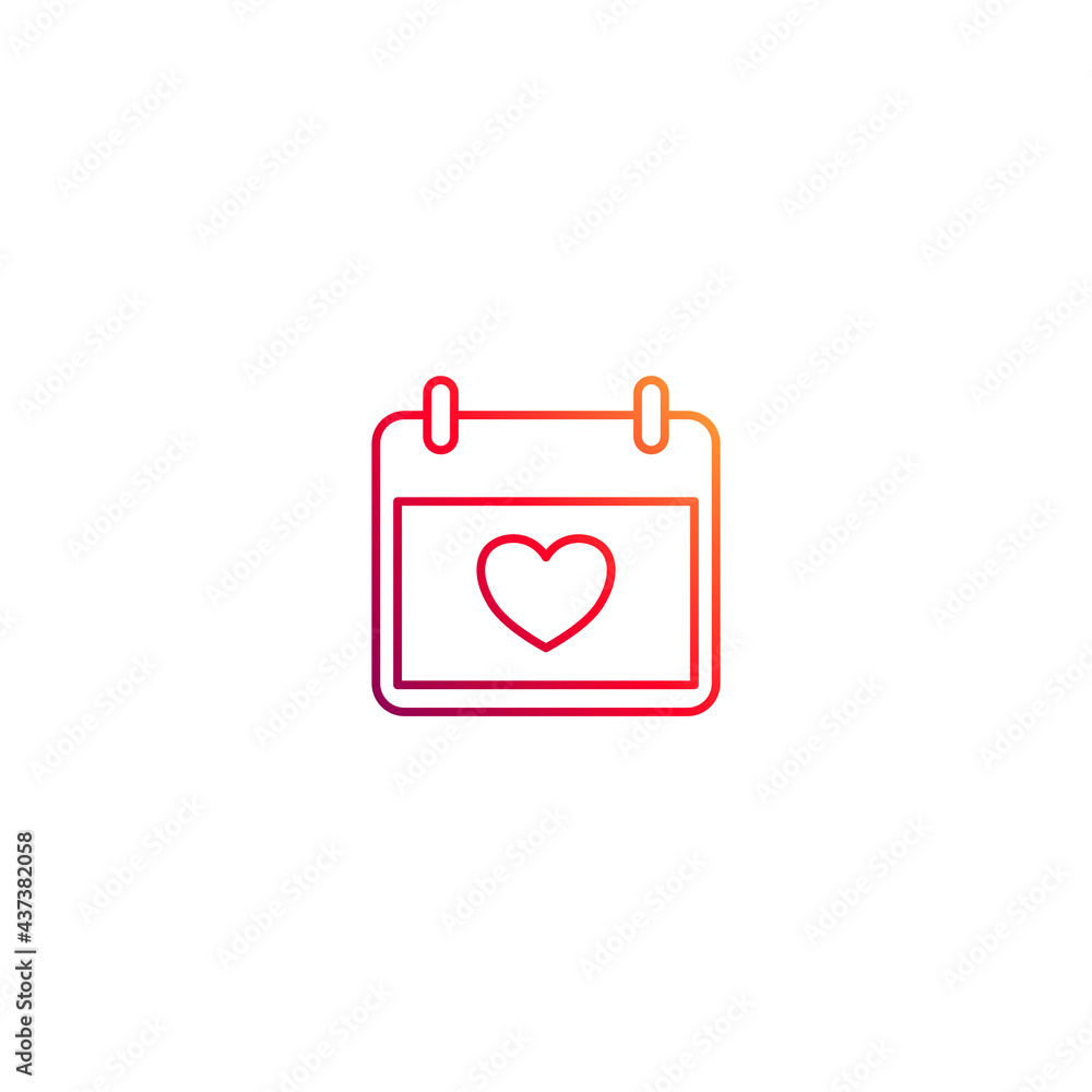 Calendar with heart icon. Vector illustration for graphic design, Web, UI, app. Calendar with heart icon. Vector illustration for graphic design, Web, UI, app.
