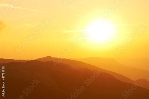 Beautiful sunset landscape in mountains