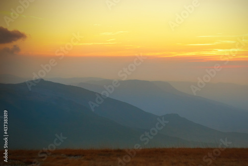Beautiful sunset landscape in mountains