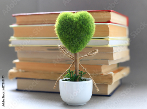 ecology recycle concept with green tree and books