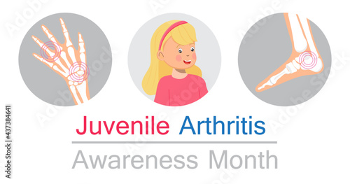 Juvenile arthritis awareness month concept vector. Rheumatoid arthritis of foot