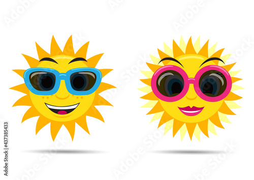 sun boy and girl in sunglasses illustration