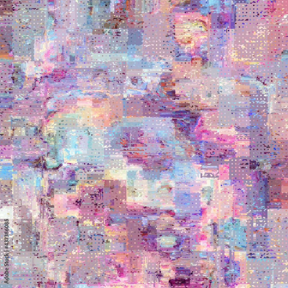 Vector image with imitation of grunge datamoshing texture.