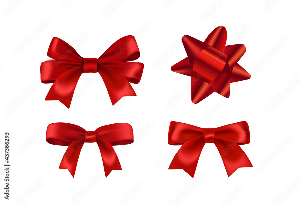 Fototapeta premium Reb bows realistic vector collection