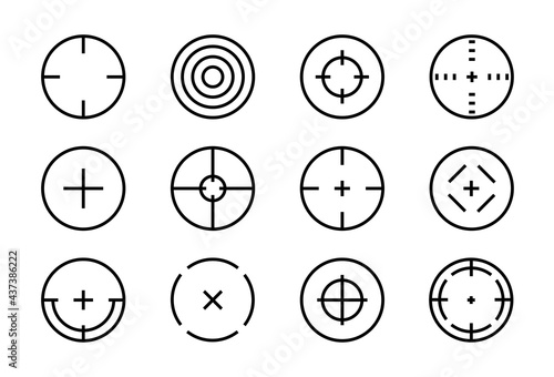 Linear targets vectoe set isolated on white