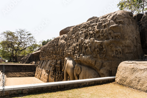 Descent of the Ganges is a monument at Mamallapuram, on the Coromandel Coast of the Bay of Bengal. Arjuna's Penance a large rock relief carving in Mahabalipuram, Tamil Nadu photo