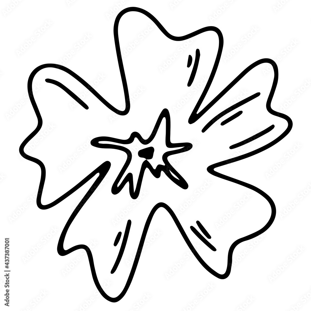 Asian sakura flower isolate on white background. Doodle contour line digital art. Print for sticker, postcards, menus, restaurants, packaging, wrapping paper, postcard Asian sakura flower isolate on white background. Doodle contour line digital art. Print for sticker, postcards, menus, restaurants, packaging, wrapping paper, postcard