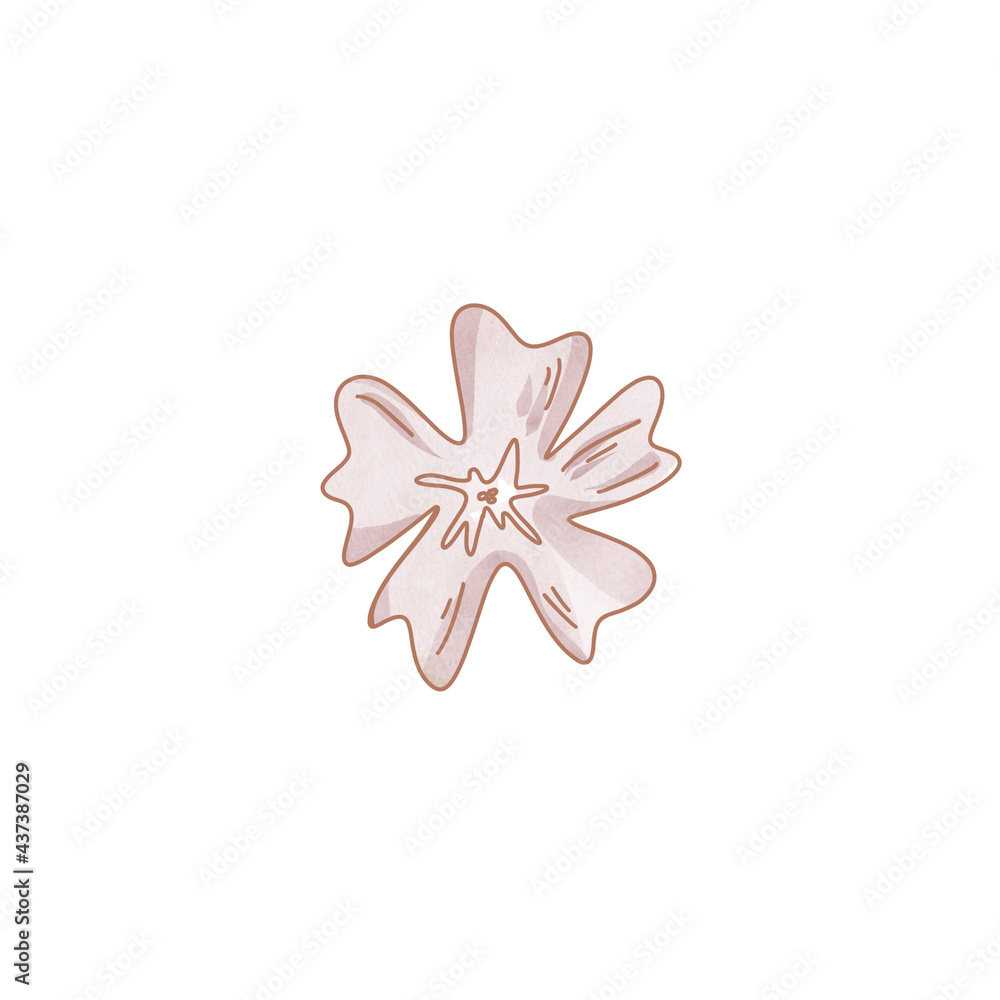 Fototapeta premium Asian sakura flower isolate on white background. Textured watercolor digital art. Print for sticker, postcards, menus, restaurants, packaging, wrapping paper, postcard