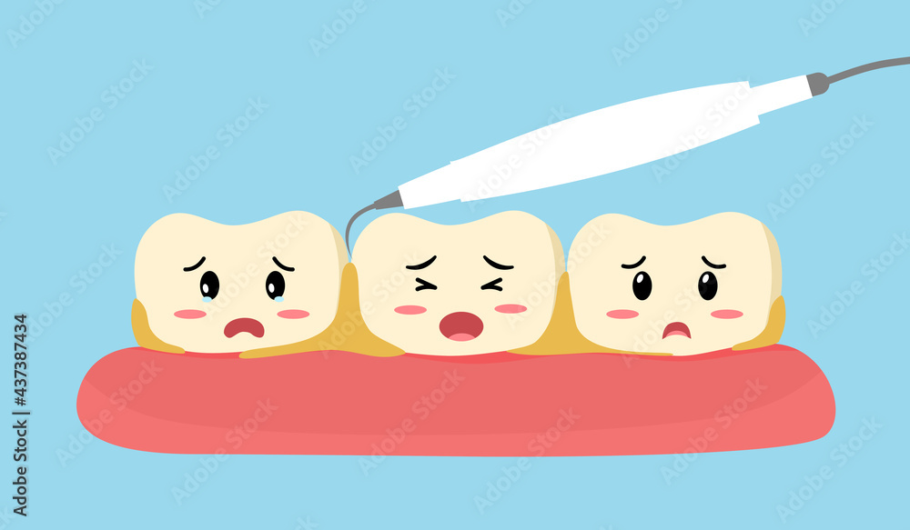 Teeth cartoon character with plaque removal equipment in flat design. Dentist cleaning teeth concept. Dental care. Teeth cartoon character with plaque removal equipment in flat design. Dentist cleaning teeth concept. Dental care.