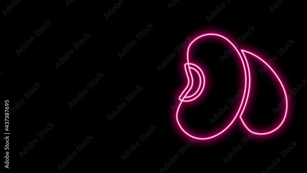 Glowing neon line Beans icon isolated on black background. 4K Video motion graphic animation Glowing neon line Beans icon isolated on black background. 4K Video motion graphic animation