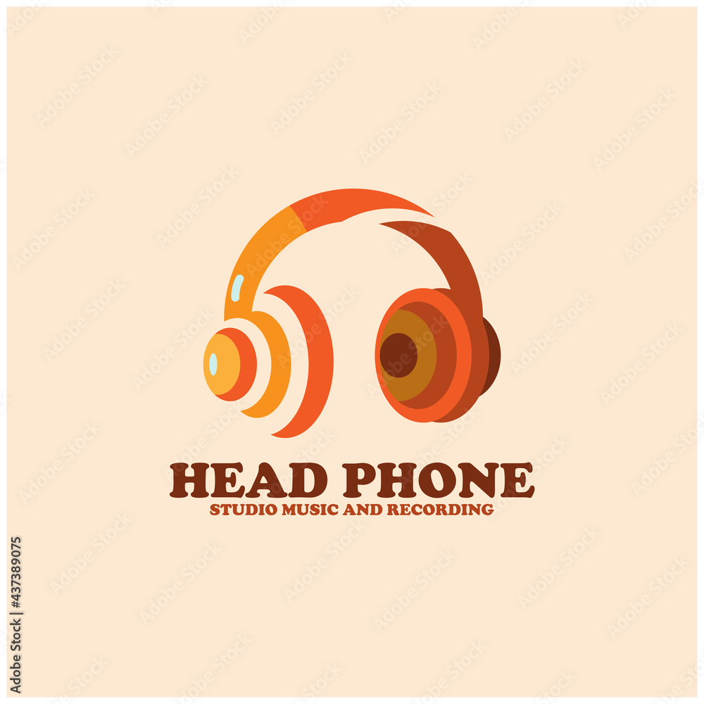 Obraz premium head phone audio music design logo vector