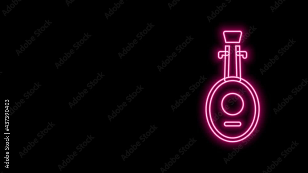Glowing neon line Musical instrument lute icon isolated on black background. Arabic, Oriental, Greek music instrument. 4K Video motion graphic animation Glowing neon line Musical instrument lute icon isolated on black background. Arabic, Oriental, Greek music instrument. 4K Video motion graphic animation