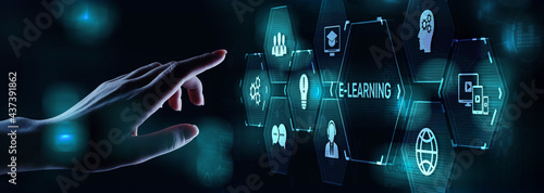 Plakat E-learning EdTech Education Technology elearning online learning internet technology concept.