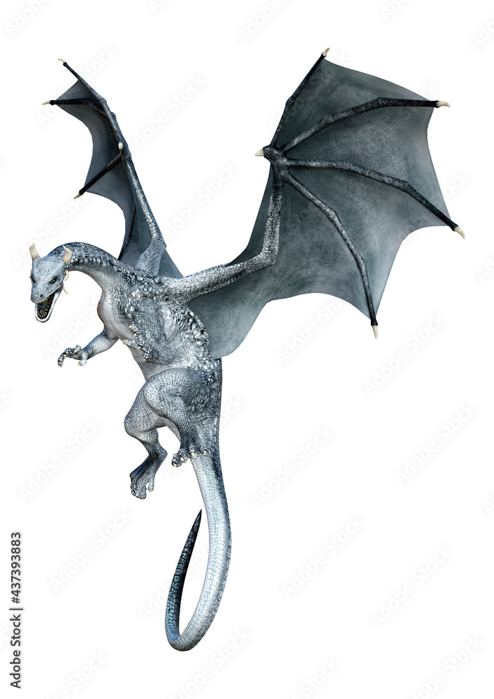 Fototapeta premium 3D Rendering Fairy Tale Dragon on White