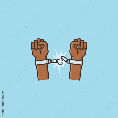 Hands freeing themselves from shackles vector illustration for International Day for the Abolition of Slavery on December 2