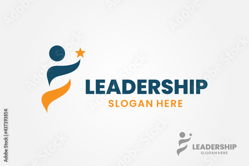 Success people logo template design. Leadership logo concept. Healthy life vector illustration. photo