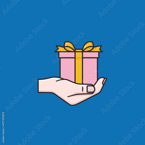 Hand holding a gift box vector illustration for Make A Gift Day on December 3