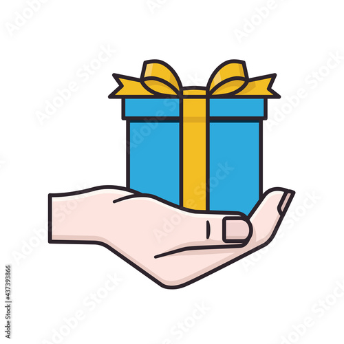 Hand holding a gift box isolated vector illustration for Make A Gift Day on December 3