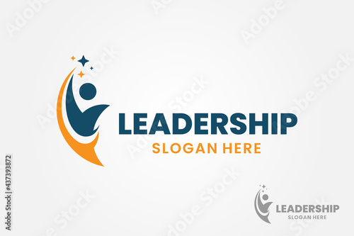 Success people logo template design. Leadership logo concept. Healthy life vector illustration.