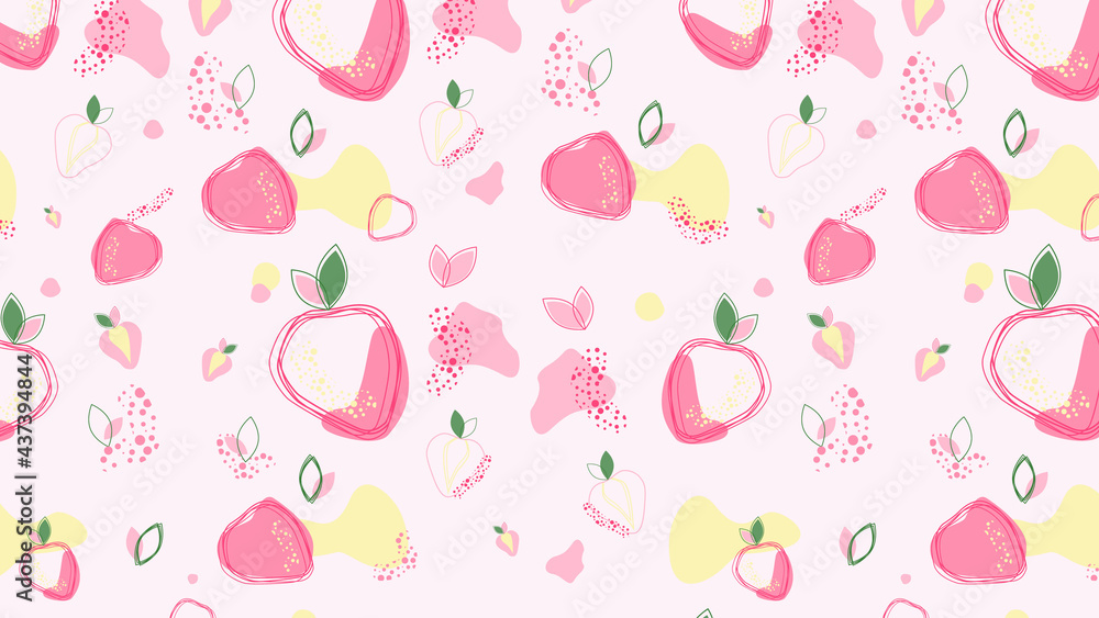 Seamless strawberry pattern. Summer pattern with strawberries. Vector bright pattern. Background for Web, banners