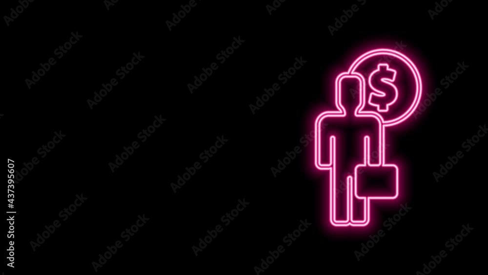 Glowing neon line Business man planning mind icon isolated on black background. Human head with dollar. Idea to earn money. Business investment growth. 4K Video motion graphic animation Glowing neon line Business man planning mind icon isolated on black background. Human head with dollar. Idea to earn money. Business investment growth. 4K Video motion graphic animation