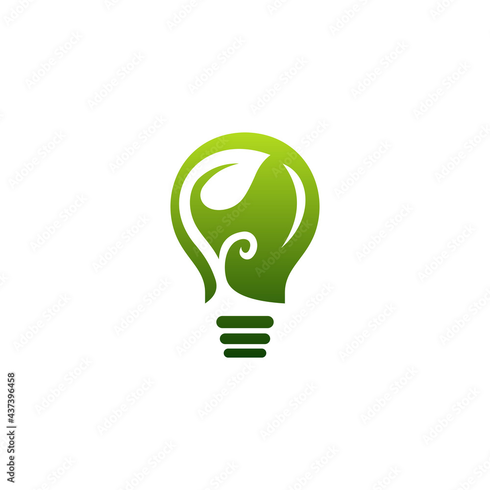 Bulb Green Leaf Vector Logo Design Bulb Green Leaf Vector Logo Design