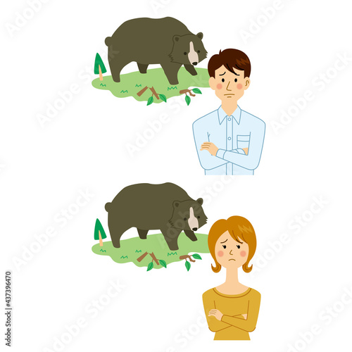 害獣の熊が出没して困る男女