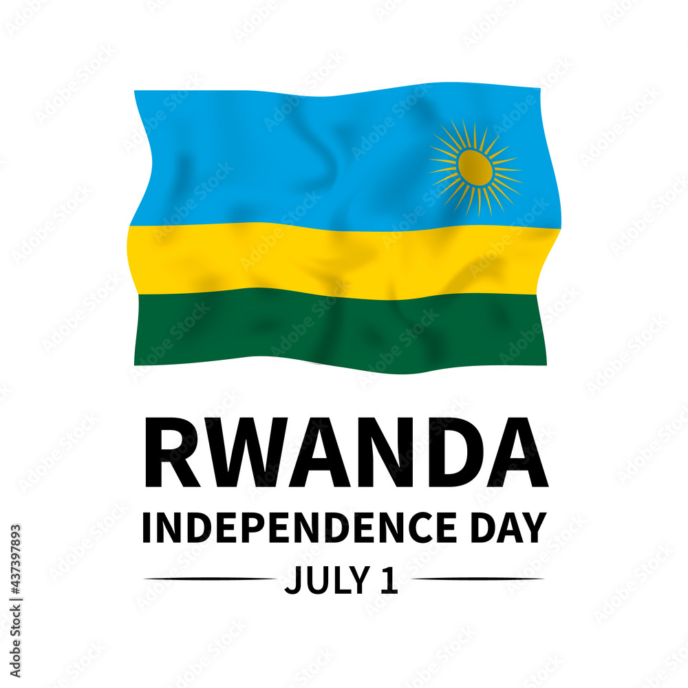 Fototapeta premium Rwanda Independence Day typography poster. National holiday celebrated on July 1. Vector template for banner, greeting card, flyer