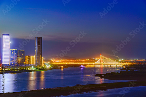 city skyline at night