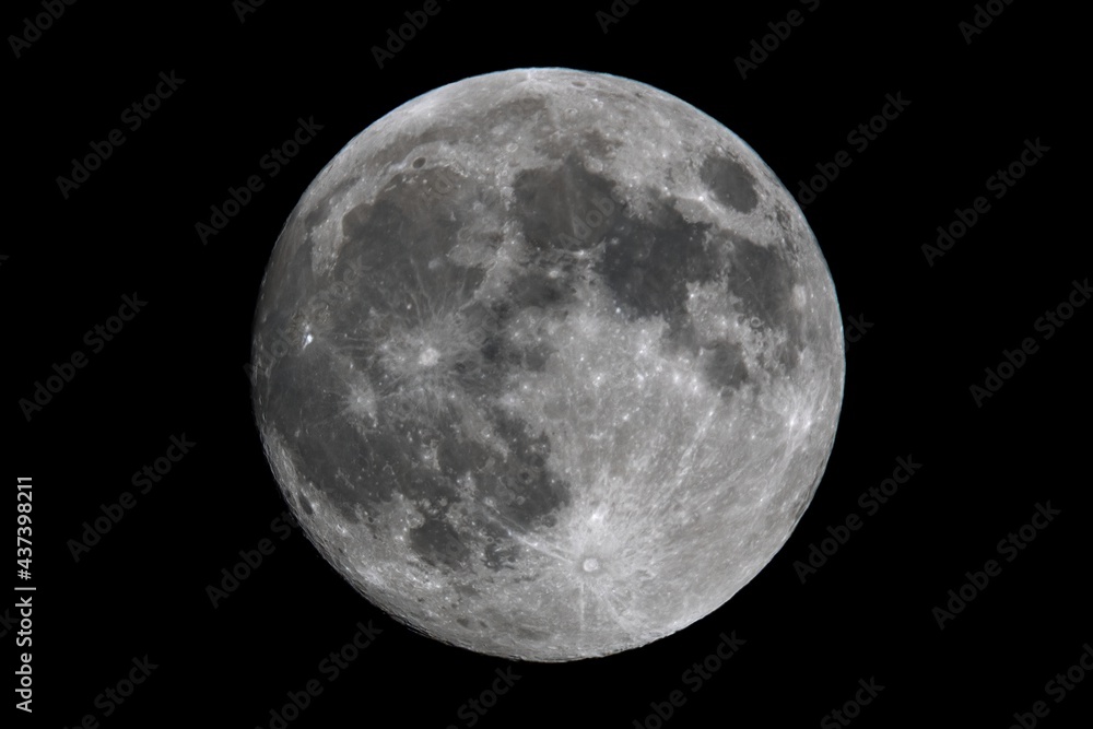 Full moon in the black sky. Detailed view. Full moon in the black sky. Detailed view.