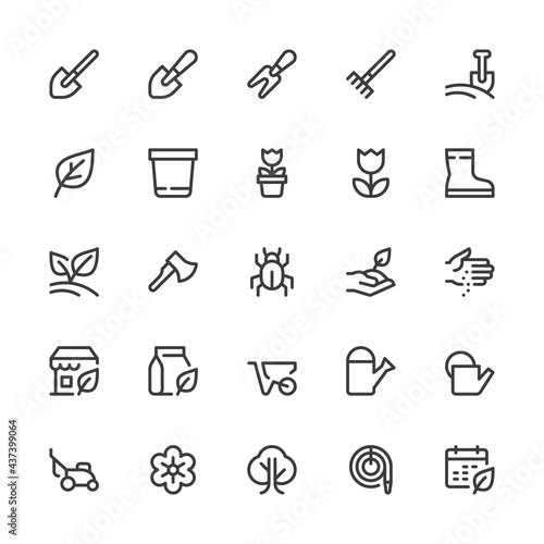 Gardening, Greenery, Garden Tools, Horticulture, Orcharding. Simple Interface Icons for Web and Mobile Apps. Editable Stroke. 32x32 Pixel Perfect.