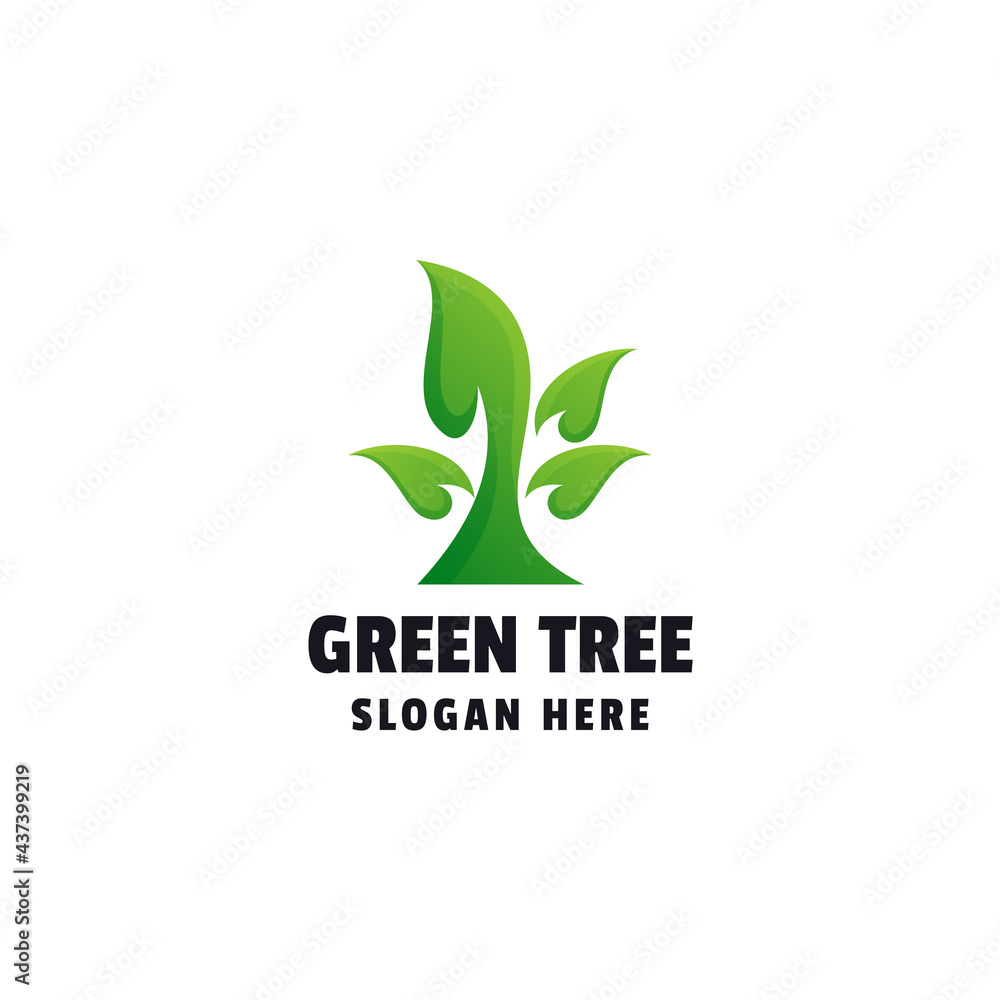 Green Tree Gradient Colorful Logo Template