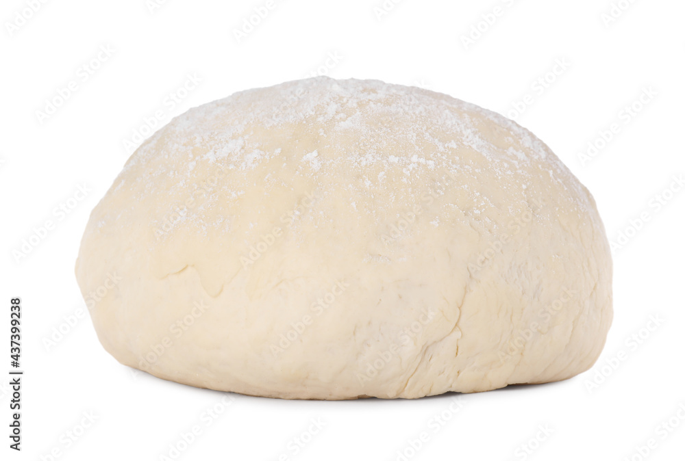 Fresh raw wheat dough on white background