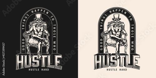 Gambling vintage monochrome label