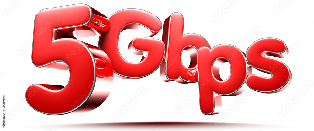 3D illustration 5 Gbps red circles isolated on a white background.(with Clipping Path). 3D illustration 5 Gbps red circles isolated on a white background.(with Clipping Path).
