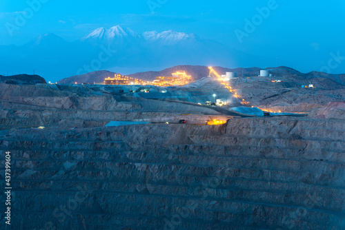 Close-up of an open-pit copper mine. photo