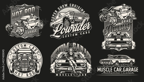 Custom american cars vintage labels