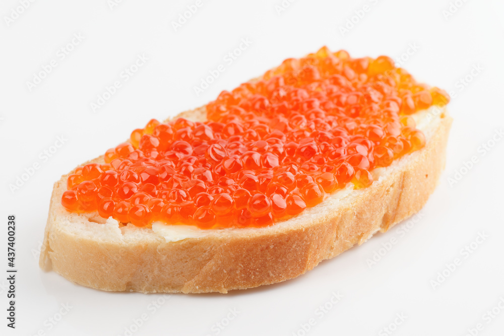 Bread with red salmon roe Bread with red salmon roe